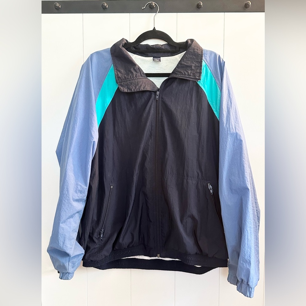Vintage 90’s Lands End original Squall Teal and Navy Blue fleece lined jacket
